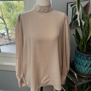 NWOT H&M Tan with Balloon-sleeved Blouse, Size L